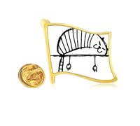 Lazy Stripe Cat Lying Line Golden Metal Flag Lapel Pin Badge