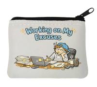 Lazy Student Working On Excuses Neoprene Coin Purse Pouch 10x11cm White