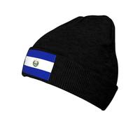 Lazy Style El Salvador Flag Printed Brimless Foldover Beanie Unisex Casual Knit Hat Windproof Soft Elastic Comfortable for Daily Streetwear Patriotic Fashion Winter Cap Men Women Black