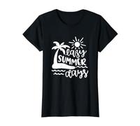 Lazy Summer Days Beach Palm Tree Tropical Sun Sea Value Graphic T-Shirt, Women, Black, XL