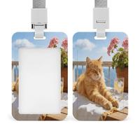 Lazy Summer Days ID Badge Holder Vertical Hanging ID Card Holder Clear Plastic Name Tag Holders Badge Sleeve Name Badge Holders Waterproof Name Card Holder for Nurse Officer
