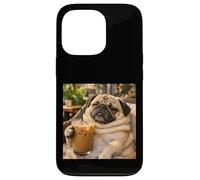 Lazy Sunday Coffee Pug Funny Relaxing Meme Case for iPhone 13 Pro