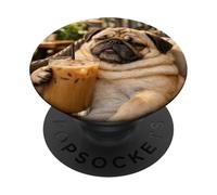 Lazy Sunday Coffee Pug Funny Relaxing Meme PopSockets Adhesive PopGrip