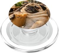 Lazy Sunday Coffee Pug Funny Relaxing Meme PopSockets PopGrip for MagSafe