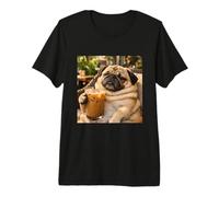 Lazy Sunday Coffee Pug Funny Relaxing Meme Premium T-Shirt