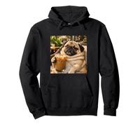 Lazy Sunday Coffee Pug Funny Relaxing Meme Pullover Hoodie