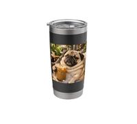 Lazy Sunday Coffee Pug Funny Relaxing Meme Stainless Steel Insulated Tumbler