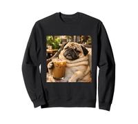 Lazy Sunday Coffee Pug Funny Relaxing Meme Sweatshirt