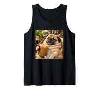 Lazy Sunday Coffee Pug Funny Relaxing Meme Tank Top