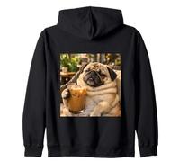 Lazy Sunday Coffee Pug Funny Relaxing Meme Zip Hoodie