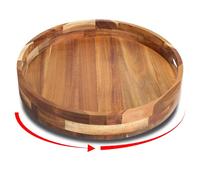Lazy Susan - 12 Inch Bamboo Turntable - Rotating Organizer for Kitchen, Dining Table, Pantry, and Countertop - Stylish Bamboo Spice Rack with Smooth 360° Rotation (Acacia Wood)