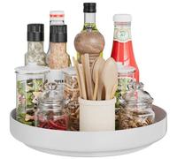 Lazy Susan 360° Rotating Metal Tray Organizer 32 cm for Kitchen Pantry Bathroom Refrigerator Table White