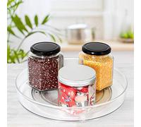 Lazy Susan Condiments Organizer, 11 inch Rotating Spice Rack Storage Turntable for Cabinte,Fridge, Pantry,Countertop,Bathroom, Round, Clear
