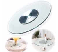 Lazy Susan for Large Dining Table 31in 35in 39in Heavy Duty Serving Plate 20in 24in 27in 360° Rotatable Display Plate Tabletop Centerpiece Turntable in Tempered Glass Transparent (Size : 60cm/ (O
