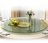 Lazy Susan Glass Turntable, 24in to 40in, Tempered Glass, 8mm Thick, Rotating Serving Tray for Dining Table