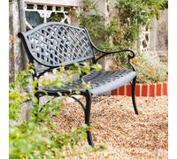 Lazy Susan Jasmine Garden Bench, 2 Seater Bench, Cast Aluminium Bench, 102Cm Wide Metal Bench