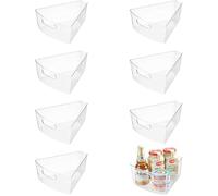 Lazy Susan Organizer, 10.2”x 9.4”x 4” Diameter Clear Corner Cabinet Storage Bins Plastic Kitchen Cabinet Storage Bin with Handle 1/8 Wedge - Food Safe, Without BPA, for Corner, Pantry, Bathroom