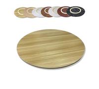 Lazy Susan Rotating Wooden Serving Board - Round 40in Light Walnut Turntable Tray for Kitchen & Dining Room - Ideal for Entertaining & Serving Food