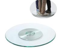 Lazy Susan Round Serving Plate 20" 24" 27" 31" 35" 39" Transparent Turntable in Tempered Glass Non-Slip Serving Tray 360° Rotatable for Kitchen Dining Table Smooth Swivel (Size : 60cm/24)