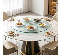 Lazy Susan Turntable for Table, Heavy Duty Tempered Glass Serving Tray, Round Dining Swivel Centerpiece, Ideal for Family Gatherings and Banquets