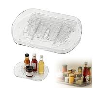 Lazy Susan Turntable Organiser for Fridge, 16.5'' 360°Rotating Fridge Storage Organisers Containers Clear Rectangular Organize Box for Kitchen Cabinet Table Pantry 42 x28cm