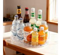 Lazy Susan Turntable Organiser for Fridge - Clear 360°Rotating Multi-Functional Spice Rack PET Revolving Condiment Holder for Kitchen Organiser & Fridge Storage Cabinet Table Pantry (33 x 7.5 CM)