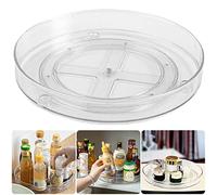 Lazy Susan Turntable Organizer, 23.5cm Clear Rotating Multifunctional Turntable Spice Rack, Cosmetic Makeup Organizer for Kitchen Pantry Countertop Cabinet Refrigerator