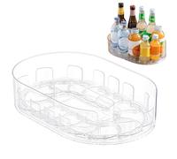 Lazy Susan Turntable Rotating Condiment Organizer Rack for Refrigerator Kitchen, PET Condiment Storage Tray with Removable Design, Easy Access Storage for Spices Sauces (Transparent)
