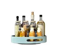 Lazy Susan Turntable Spice Rack, Metal Rotating Tray Organizer for Cabinet Countertop Cupboard Table in Kitchen or Pantry (Steel 25cm 10 inches) (Gray Blue)