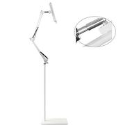 Lazy Tablet Floor Stand Holder,Gooseneck Long Arm Cell Phone Holder Mount,Perfect Ergonomic Book Holder for Reading,for Sitting,Standing,Laying Down,Exercising,White