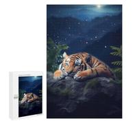 Lazy Tiger in The Night Adult Puzzle, 1000 PCS, Relaxing Jigsaw Activity, A Satisfying Project for Experienced Puzzlers, for Cosy Nights