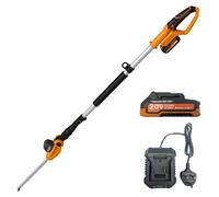 Lazy Tools Cordless Pole Hedge Trimmer 2.6m, 410mm Blade, 16mm Teeth & Battery in Orange Lazy Tools Orange