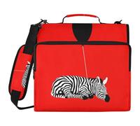 Lazy Zebras Balloon Red 3 Ringing Binder with Zipper with Shoulder Strap & Handle Multi-Pocket Document Organizer Bag for Middle School