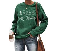 LAZYCHILD Christmas Tree Sweatshirt Women Merry Christmas Long Sleeve Shirt Pullover Top Xmas Holiday Sweatshirts, Green1, Medium
