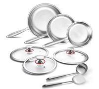 Lazycorner Titanium Non-stick Frying Pan with Lid, 8, 10, and 12 Inch Hammered Nonstick Skillet Set, Titaniums Coating & Scratch-Resistant, PFOA Free, Induction Compatible Cookware