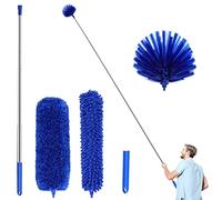 LAZYCOTTAGE Three-Piece Dust Collector, Handle, Thickened Telescopic Rod 15-110 Inches, Wet Cleaning And Dry Cleaning, Spider Web Brush Microfiber Vacuum Cleaner Ceiling Fan Vacuum Cleaner Exhaust Fan