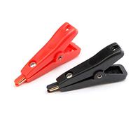 lazyfun 2PCS Copper Plated Gold Two-level Clip Four-Clamp For Kelvin Black+Red Telephone Satellite