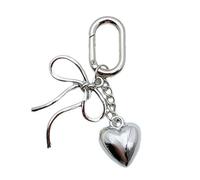 lazyfun Heart Key Ring Stylish Pendant Multipurpose Handbag Decoration Fashion Accessory Fashion Keychain with Alloy Structure, silver, One Size
