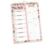 lazyfun Tear Resistant Weekly Diet Organizers Notebook Planning Pad with Reinforced Coils Compacts Vertical Designs Meal Planner Notebook