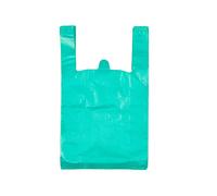 LazyMe 12 x 20 inch Plastic Thick Blue T Shirt Bags, Handle Shopping Bags, Multi-Use Large Size Merchandise Bags, Blue Plain Grocery Bags, Durable, (100 Pcs, Lake Blue)