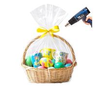 LazyMe Basket Cellophane Shrink Bags, 24x30 inch, Shrink Wrap Bags Large, Clear (10 Pcs)