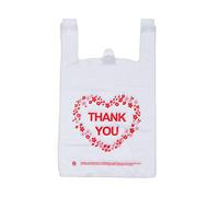 LazyMe Thank You T Shirt Bags, Bolsas De Plastico Para Negocio, Plastic Grocery Bags White Sturdy Handled Merchandise Bags, Standard Supermarket Size, 12 x 20 Inches (50 pcs)