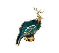 Lazyspace Green Leaves Soap Box with Gold Deer, Ceramic Soap Holder Household Non-slip Dry Soap Dish for Bathroom, Kitchen, Easy Cleaning