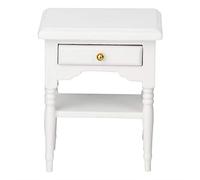Lazyspace Ornaments 1:12 White Mini Bedroom Furnishing Articles Wooden Bedside Table Model Gift for Friends