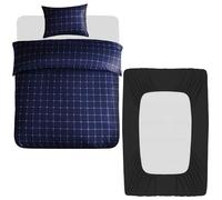 Lazzaro 3 Pcs Single Duvet Cover Set with Matching Black Single Fitted Sheet 40 cm Extra Deep Pocket - UltraSoft Breathable Premium Microfibre Reversible Quilt Cover Bedding Set For All Seasons