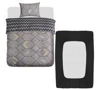 Lazzaro 3 Pcs Single Duvet Cover Set with Matching Black Single Fitted Sheet 40 cm Extra Deep Pocket - UltraSoft Breathable Premium Microfibre Reversible Quilt Cover Bedding Set For All Seasons