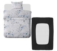 Lazzaro 3 Pcs Single Duvet Cover Set with Matching Black Single Fitted Sheet 40 cm Extra Deep Pocket - UltraSoft Breathable Premium Microfibre Reversible Quilt Cover Bedding Set For All Seasons