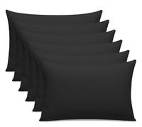 Lazzaro 300 Thread Count Egyptian Cotton Pillow Cases 6 Pack Hotel Quality Black Pillow Covers With Envelope Closure