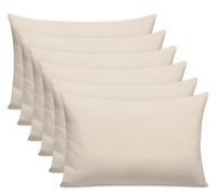 Lazzaro 300 Thread Count Egyptian Cotton Pillow Cases 6 Pack Hotel Quality Taupe Pillow Covers With Envelope Closure