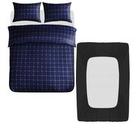 Lazzaro 4 Pcs King Size Duvet Cover Sets with Matching Black King Size Fitted Sheets 40 cm Extra Deep Pocket - Premium Microfibre Reversible Quilt Cover Bedding Set For All Seasons